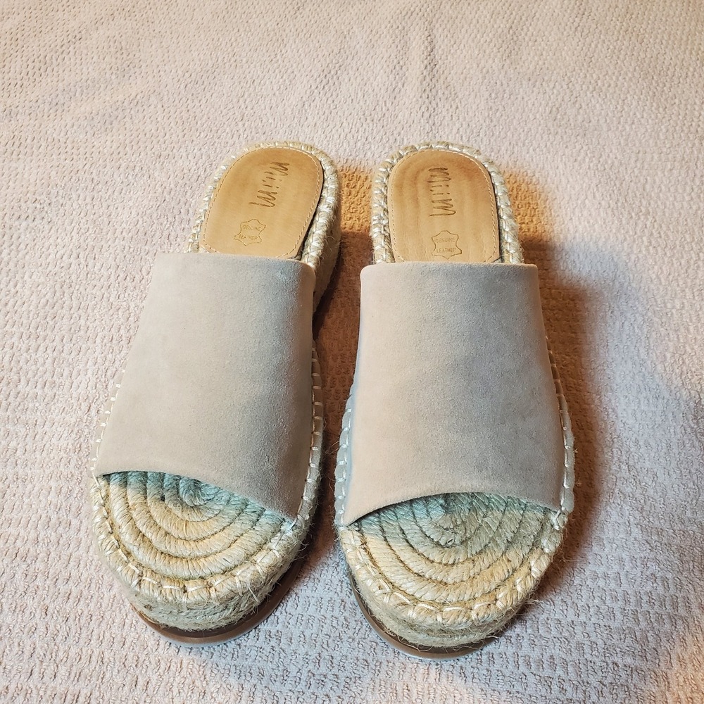 mi.im women's shoes Eva Espadrille Slip On Real Suede Platform Casual Beige